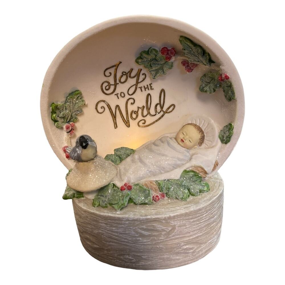 Christmas Grotto Joy to the World Baby with Unlooking Bird